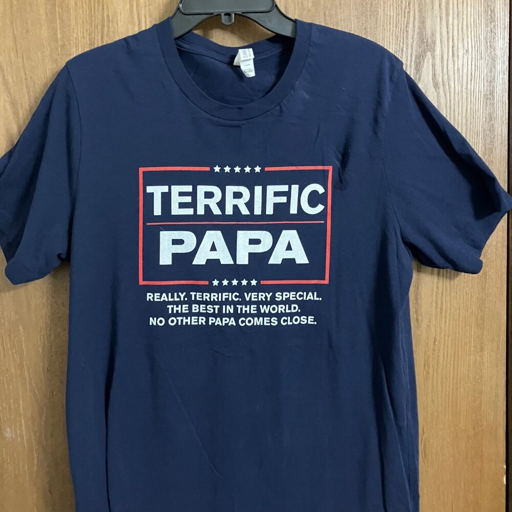 Bella Canvas T Shirt "Terrific Papa" Logo Mens SZ‎ Large Free Shipping